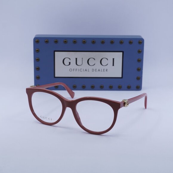 Gucci GG1074O 006 Cat Eye Eyeglasses – Shiny Dark Pink 53mm - Picture 1 of 10